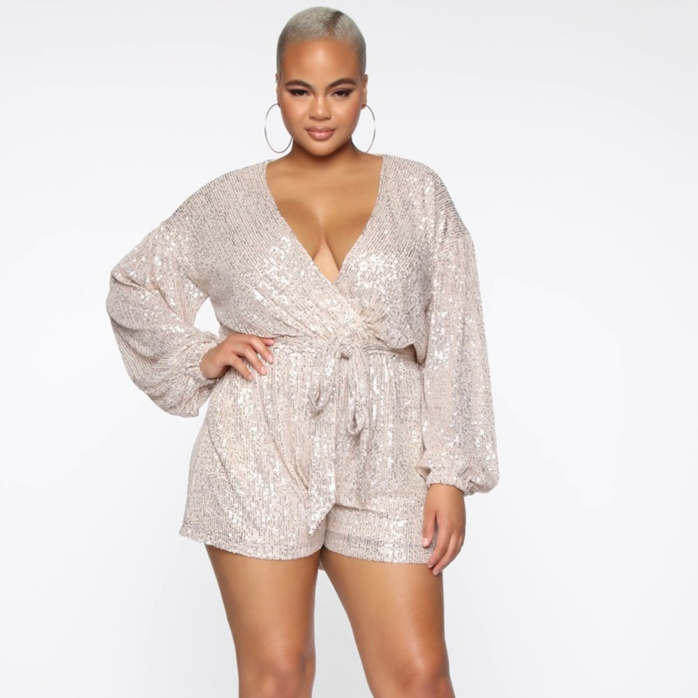 Plus size sequin jumpsuit.
